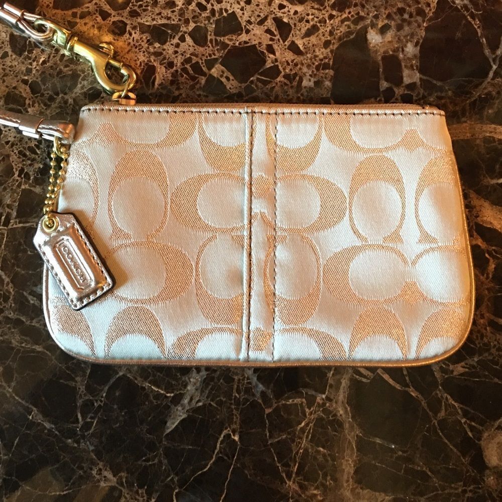 COACH METALLIC Taupe Wristlet!